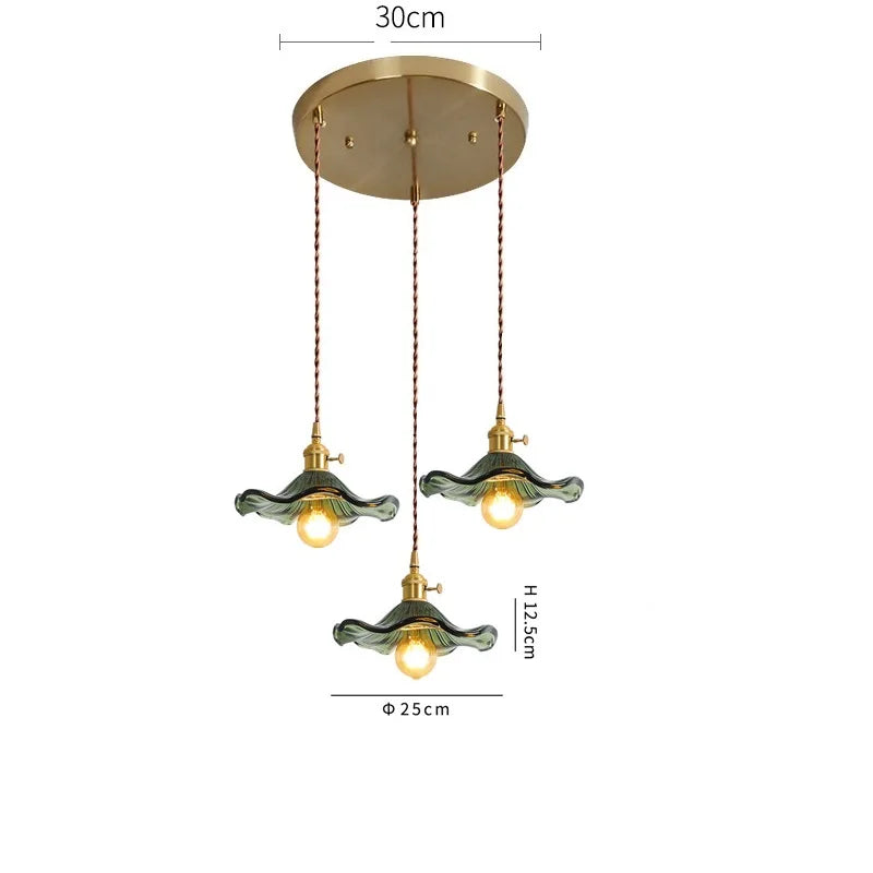 مصباح معلق DecorBites™ الزجاجي الأخضر: مصباح LED متدلي عصري لغرفة المعيشة والطعام