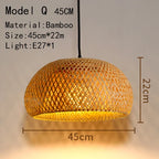 Handwoven Rattan Bamboo Pendant Light in Black