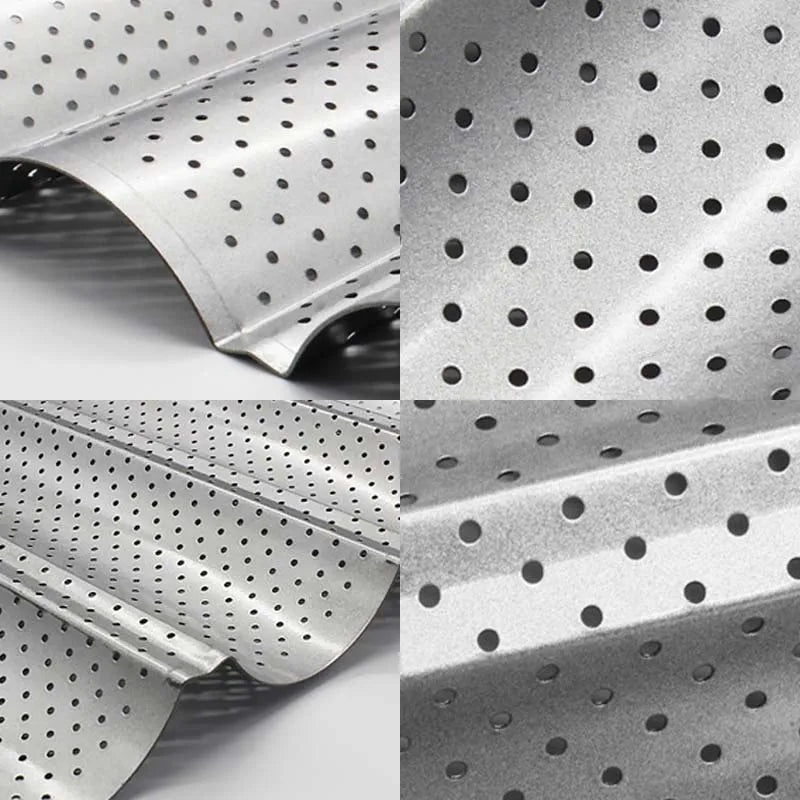 DecorBites™ Wave Bread Pan for Baking French Baguettes - 4 Groove Non-Stick Cake Tray