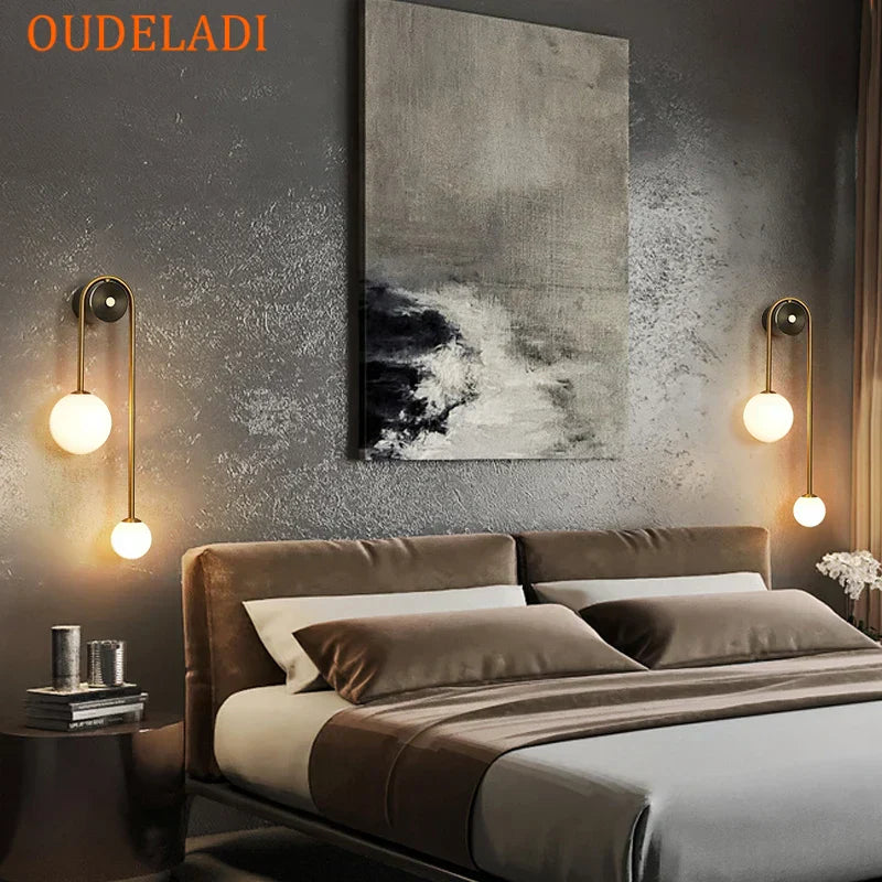 DecorBites™ Glass Ball LED Wall Light Modern Brass Decor for Bedroom Living Room