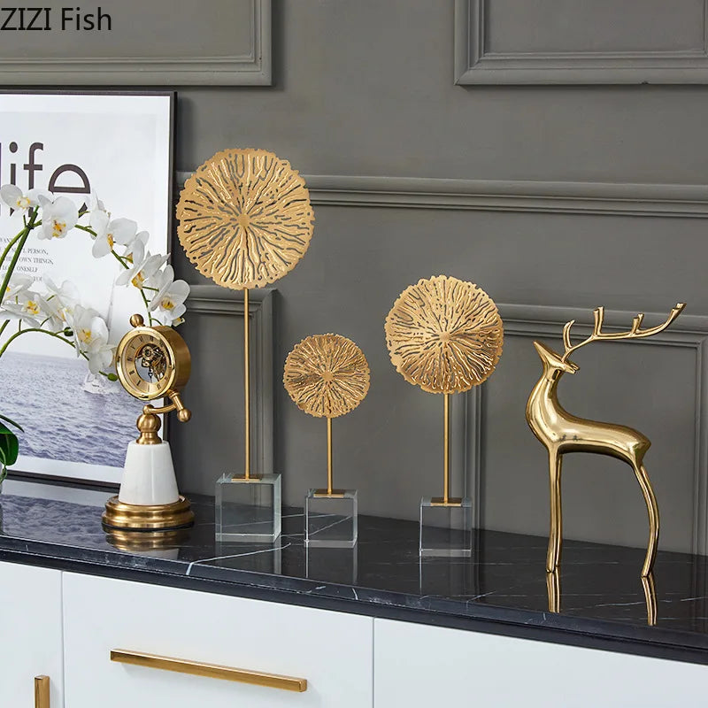 DecorBites™ Golden Lotus Sculpture Metal Crafts Modern Minimalist Decor Statue