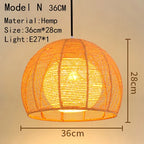 Handwoven Rattan Bamboo Pendant Light in Black