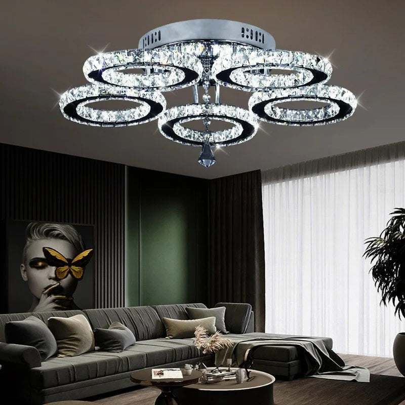 ثريا سقف كريستالية بتصميم نورديك من DecorBites™ بإضاءة LED عصرية للاستخدام الداخلي