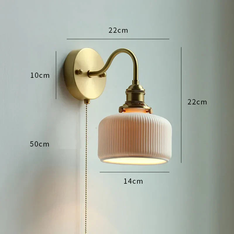 أضواء جدارية زجاجية ونحاسية LED DecorBites™ مع مفتاح بسلسلة سحب لمرآة غرفة نوم المنزل والحمام