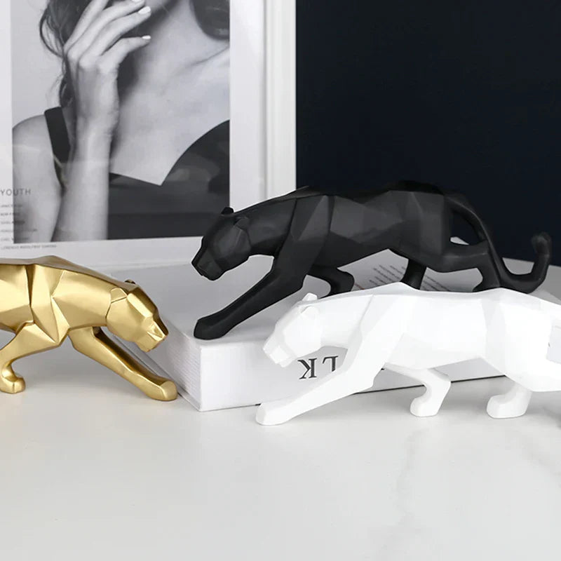 DecorBites™ Black Panther Resin Geometric Statue Decor Ornament