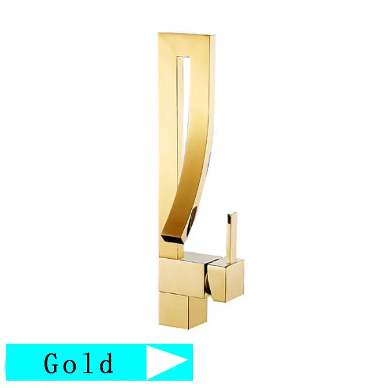 DecorBites™ Black Brass Waterfall Basin Faucet with Single Handle Mixer Tap