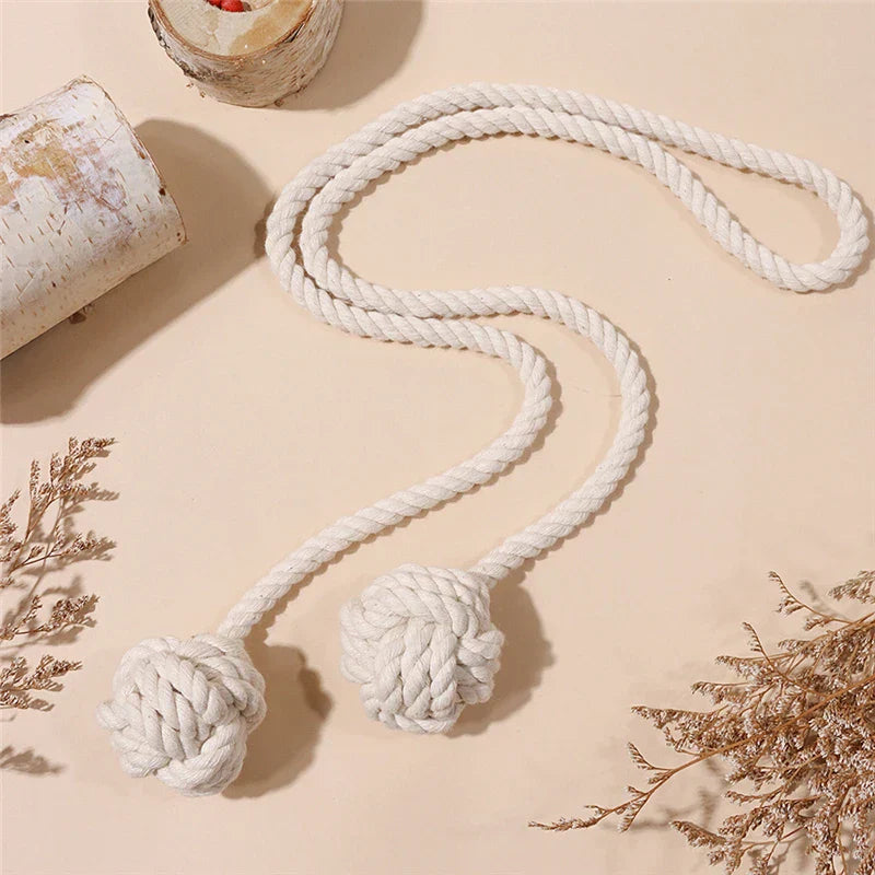 DecorBites™ Handwoven Cotton Curtain Tieback Ball Pendant Mini Tapestry Decoration