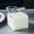 DecorBites™ Creative Milk Box Glass Cup - 250ml | Cute Transparent Drinkware for Juice and Coffee