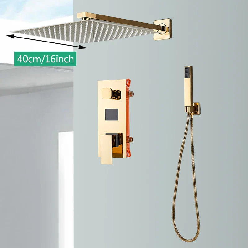 نظام دش Gold Digital Display من DecorBites™ مع صنبور حوض الاستحمام