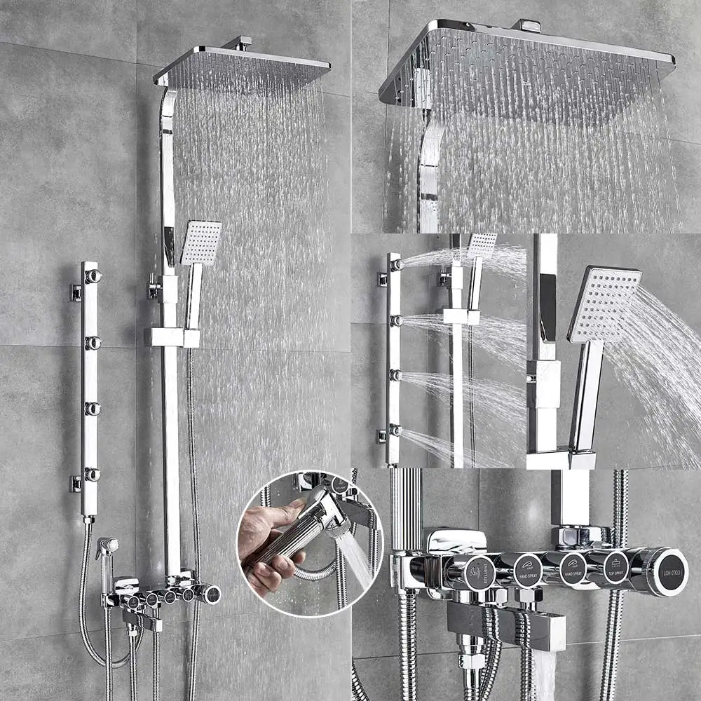 DecorBites™ 5-Function Shower Faucet Set with Rain Shower Head, Hand Shower, and Bathtub Spout