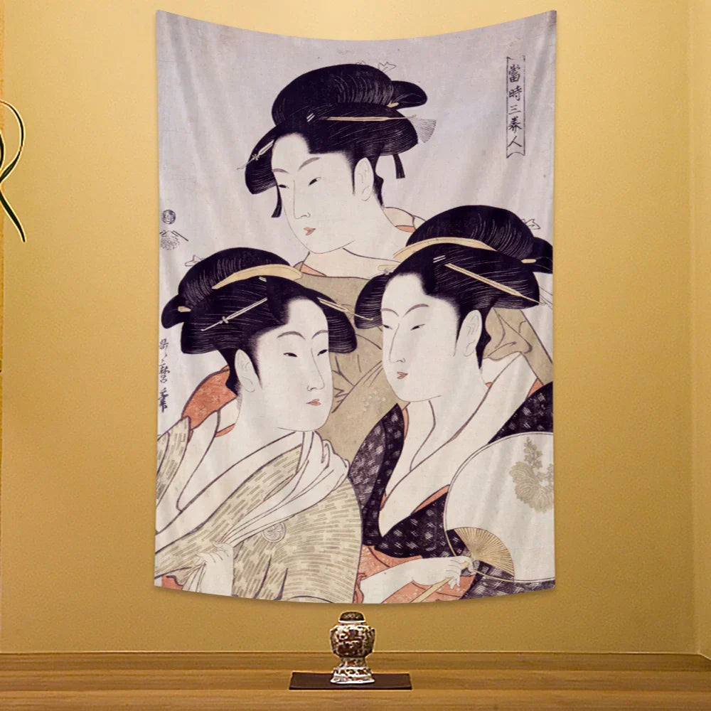 DecorBites™ Geisha Kanagawa Print Wall Hanging for Bohemian Home Decor & Yoga Mat