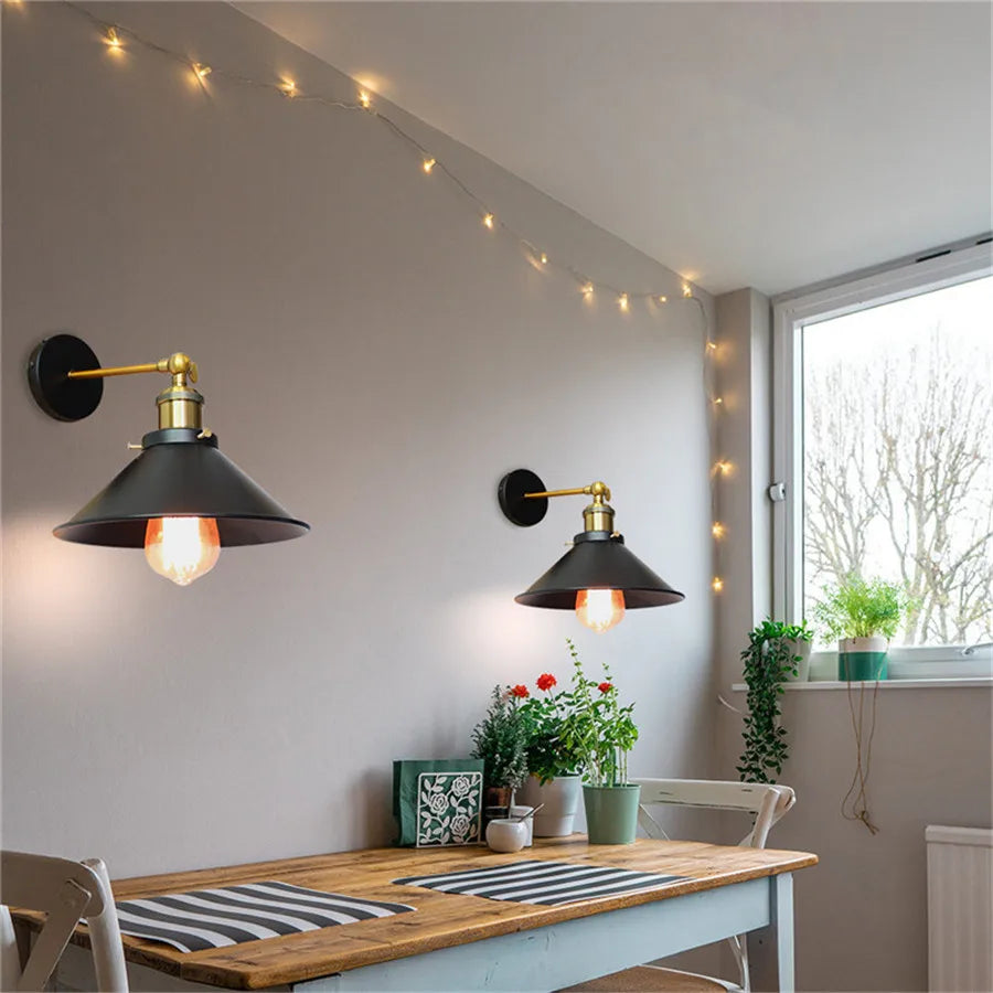 DecorBites™ Industrial Black Wall Lamp Sconce for Living Room Bedroom Restaurant E27