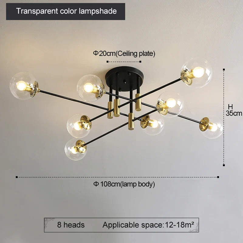 ثريا كروية دائرية LED من DecorBites™ باللونين الأسود والذهبي - إضاءة أنيقة للمنزل