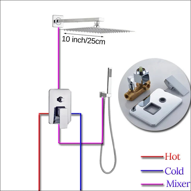 DecorBites™ 16" Big Rain Shower Faucet Set with Handshower & Brass Spout