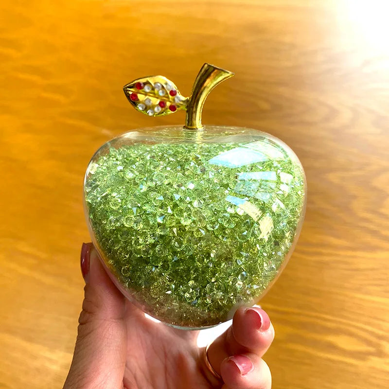 DecorBites™ Glaze Crystal Apple Paperweight Figurine Collection for Home Office Decor