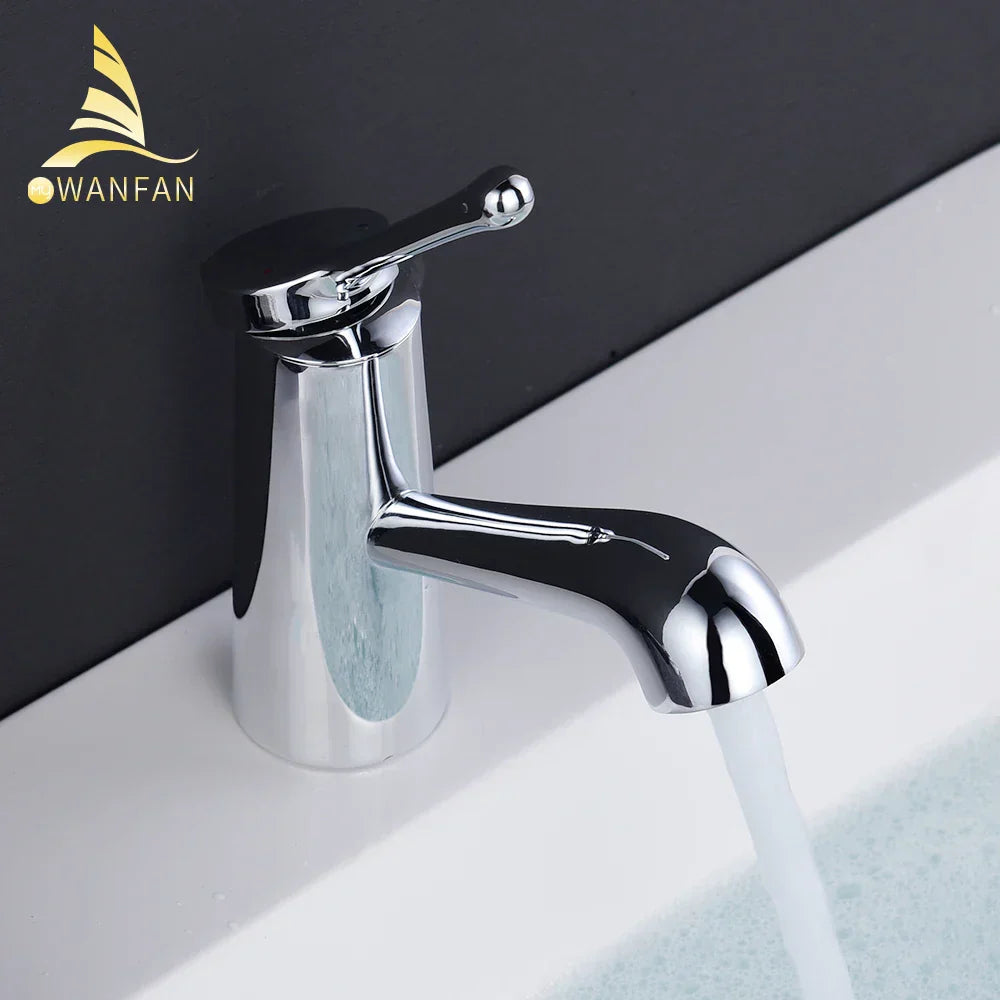 DecorBites™ Gold Waterfall Basin Faucet Mixer Tap Modern Single Hole Cold Hot Water