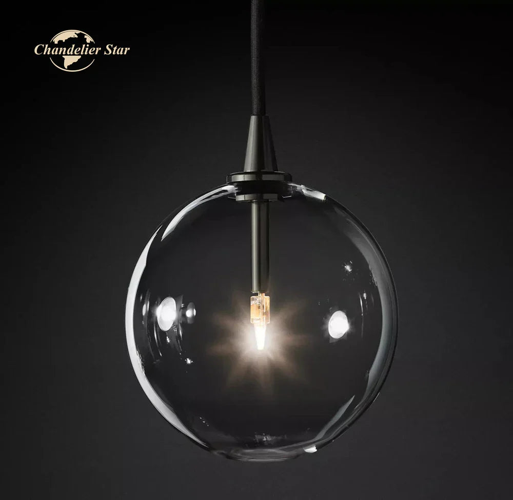DecorBites™ Glass Globe Pendant Light Chandelier for Dining Room, Bedroom, Entryway