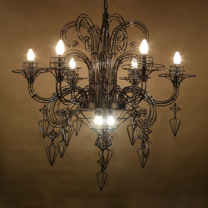 DecorBites™ Iron Baroque E14 LED Chandelier Suspension Lighting for Foyer