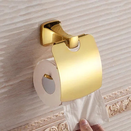 طقم اكسسوارات حمام ذهبي DecorBites™ للمناشف والورق والفرش والمزيد