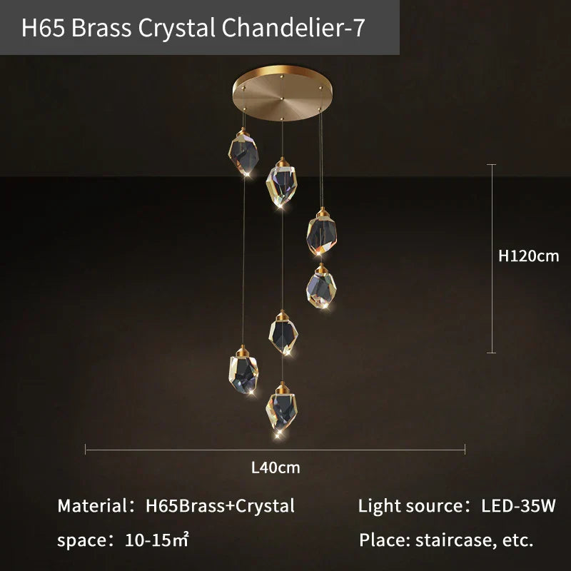 DecorBites™ Crystal Diamond Chandelier for Duplex Building Stairwell Loft Pendant Lighting