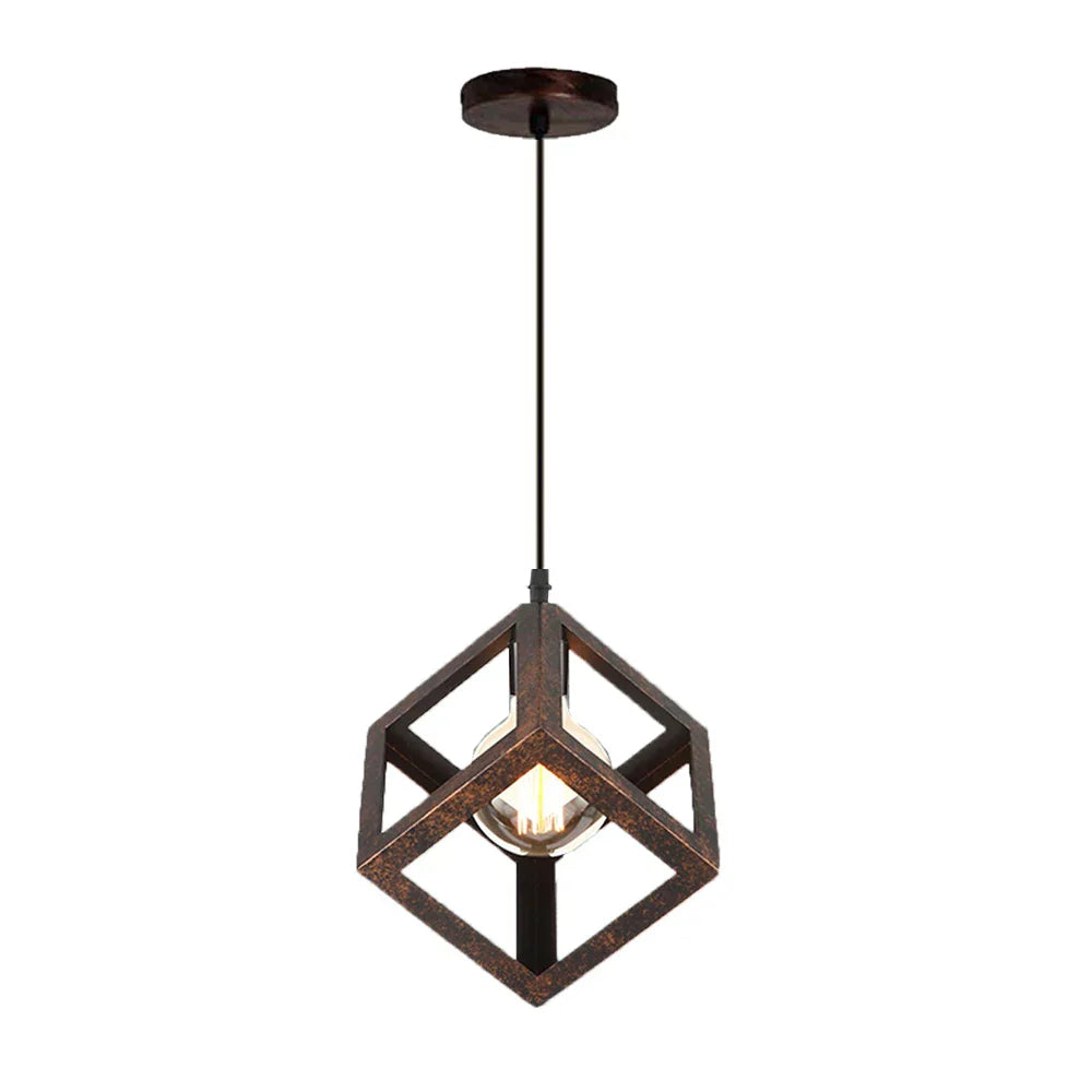 DecorBites™ Geometric Cube Pendant Lights Trio Metal Shades Square Ceiling Lamps