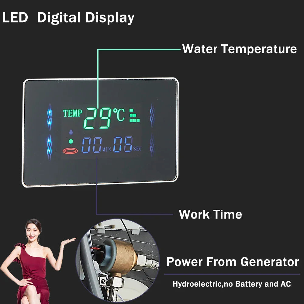 لوح دش DecorBites™ LCD أسود LED مطري مع 5 رشاشات تدليك يثبت على الحائط