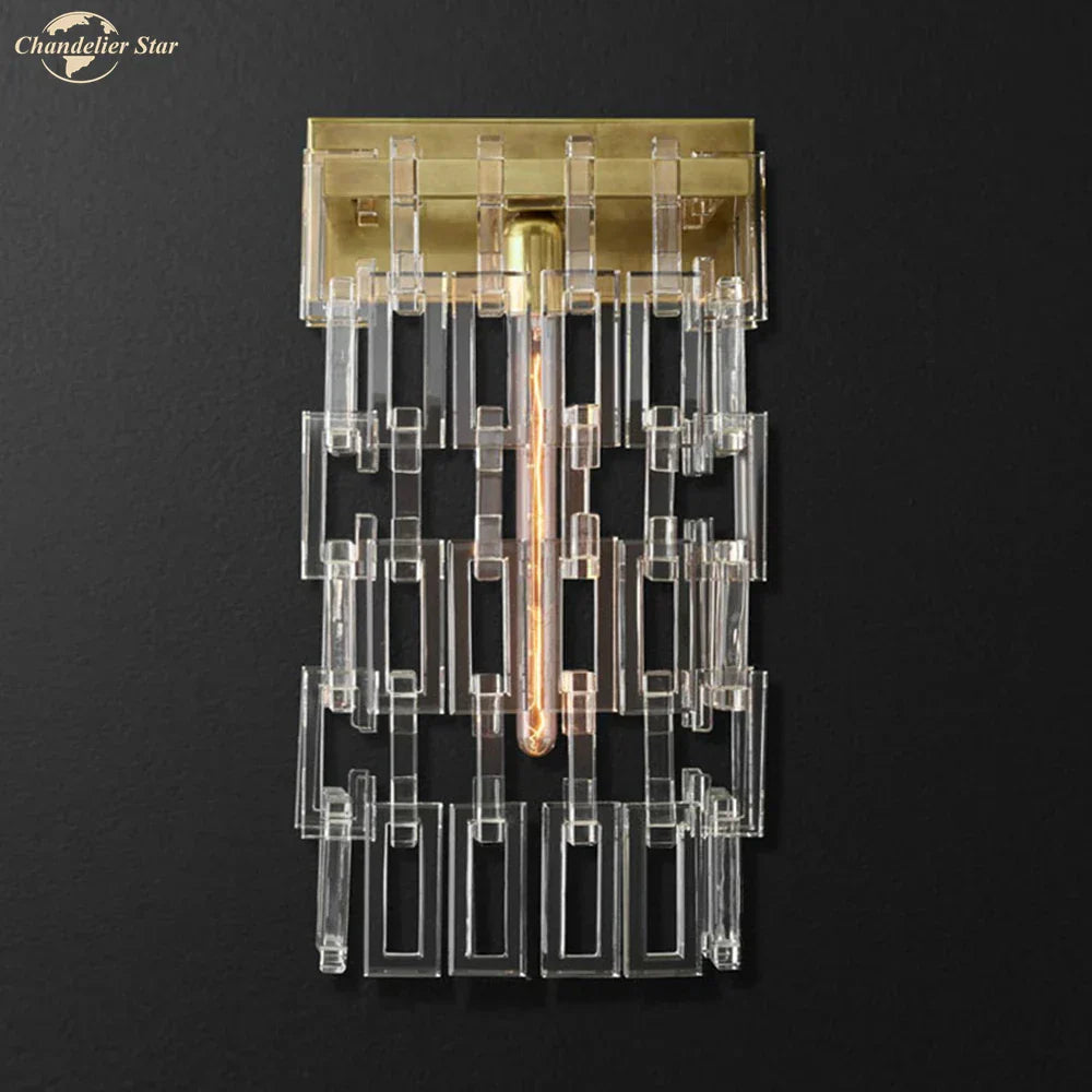 DecorBites™ Crystal Wall Sconce Lamp: Modern Art Deco Square Design for Home Interior