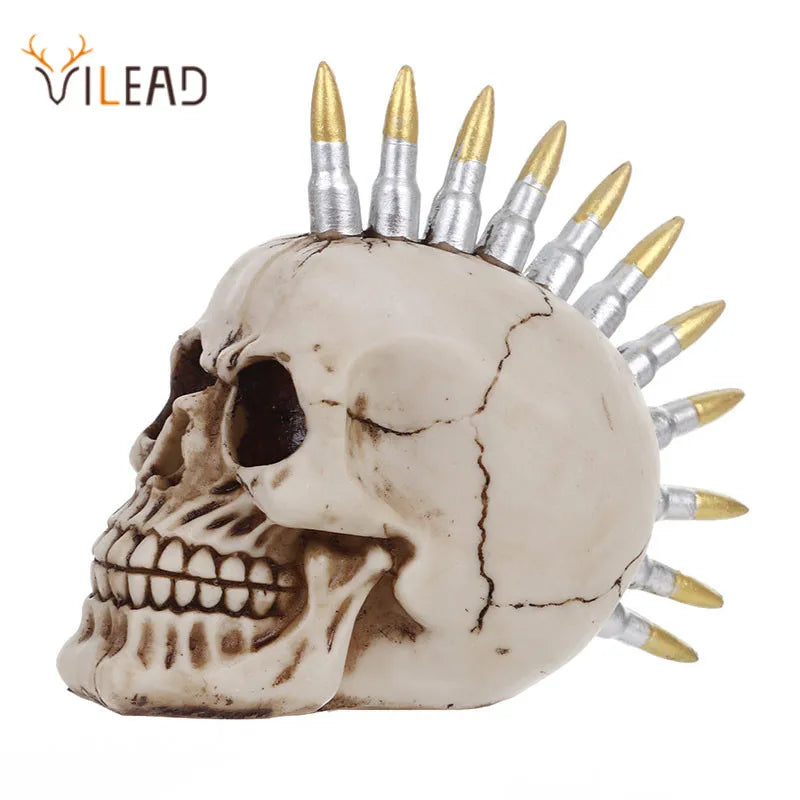 DecorBites™ 15cm Resin Skull Head Bullet Handicraft Decor Statue Halloween Props