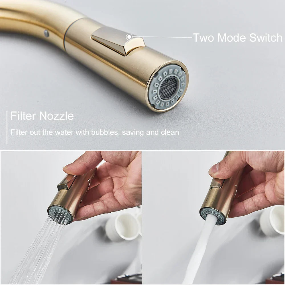 Robinet de cuisine doré DecorBites™ avec capteur tactile pour une expérience de mélange sensible