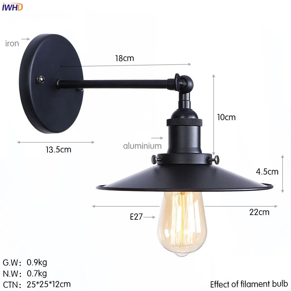 DecorBites™ Antique Gold Rustic LED Wall Light for Home Decor