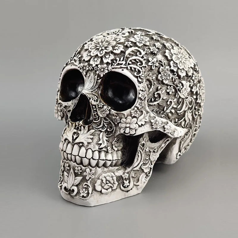 DecorBites™ 20cm Carved Skull Figurine Halloween Home Decor Craft Sculpture Ornament