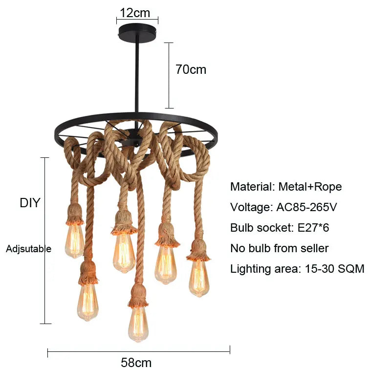 DecorBites™ Industrial Loft Chandelier for Living Dining Room Restaurant Bar Café Kitchen