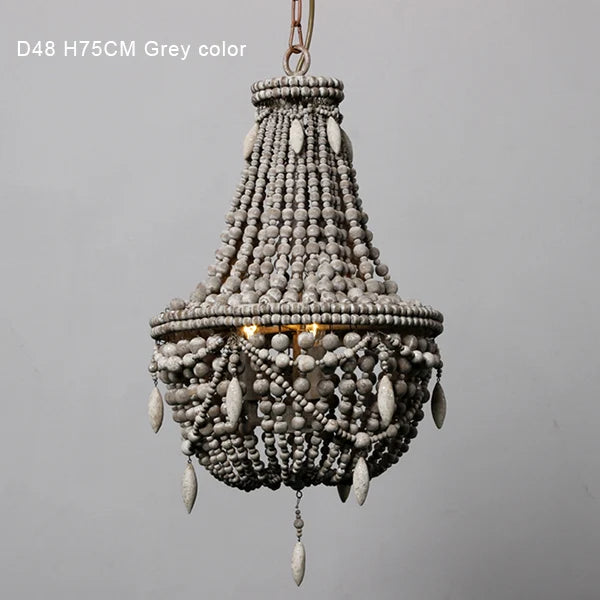 DecorBites™ French Country Wood Bead Chandelier: 3/5 Lights Princess Decorative Hanging Fixture