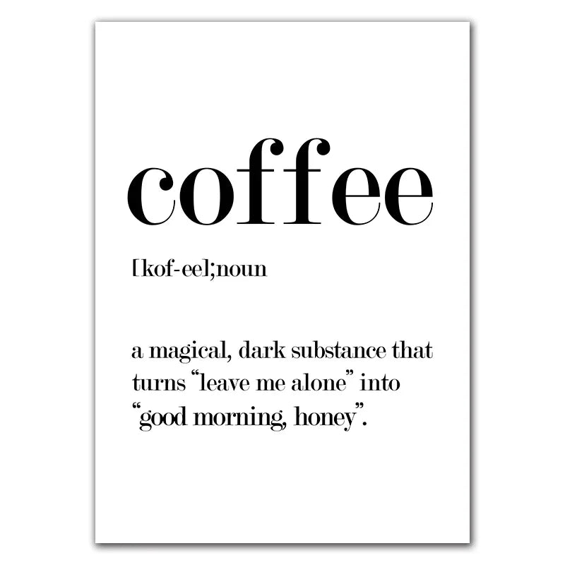 DecorBites™ "Awakened Aromas" Canvas Print - Nordic Black & White Coffee Quotes