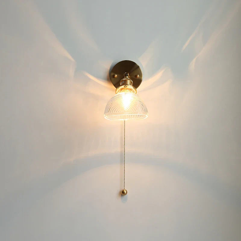 DecorBites™ Green Glass LED Wall Lights Pull Chain Switch Indoor Lighting Adjustable Fixtures
