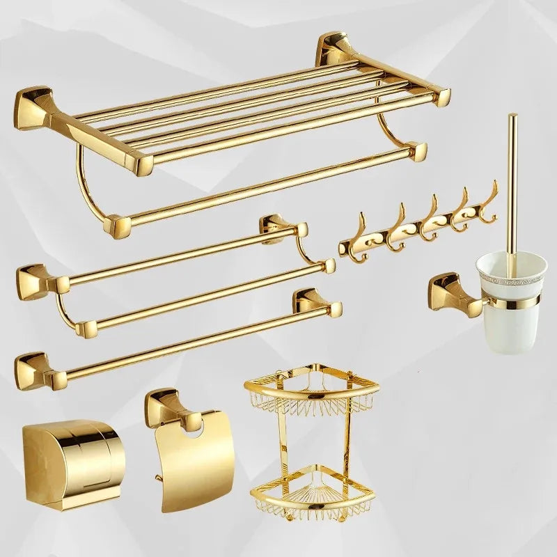 طقم اكسسوارات حمام ذهبي DecorBites™ للمناشف والورق والفرش والمزيد