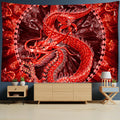 DecorBites™ Golden Loong Dragon Totem Tapestry, Cartoon Castle Wall Hanging & Home Decor Art