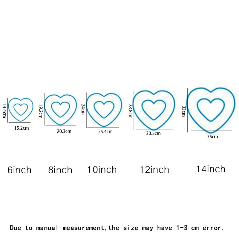 DecorBites™ Heart Cake Mold PET Plastic. Essential Baking Tools in 6/8/10/12/14inch Sizes