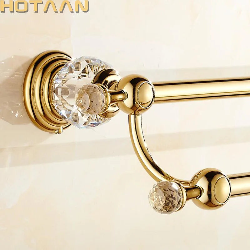 DecorBites™ Crystal Gold Double Towel Bar for Bathroom, 60cm Length