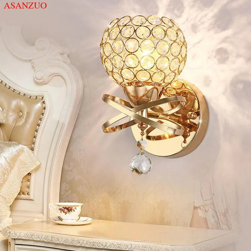 أباليك حائط كريستالية ذهبية DecorBites™ - وحدات إضاءة فاخرة لديكور المنزل