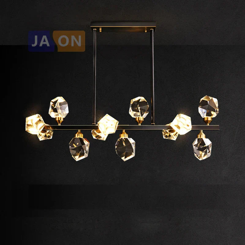 DecorBites™ Black Crystal Copper Chandelier LED Hanging Lamps for Dinning Room