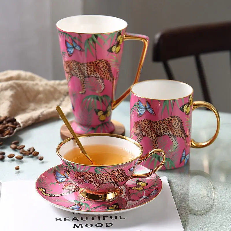 DecorBites™ Jungle Animals Bone China Coffee Mug Set for Tea Lovers and Office Use