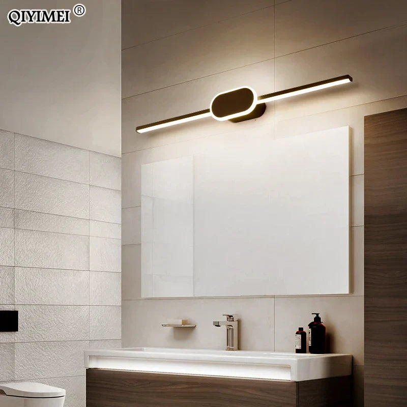 مصابيح حائط LED من DecorBites™ - قاعدة من الحديد والألومنيوم الأبيض/الأسود، غطاء من الأكريليك، مصابيح مرآة