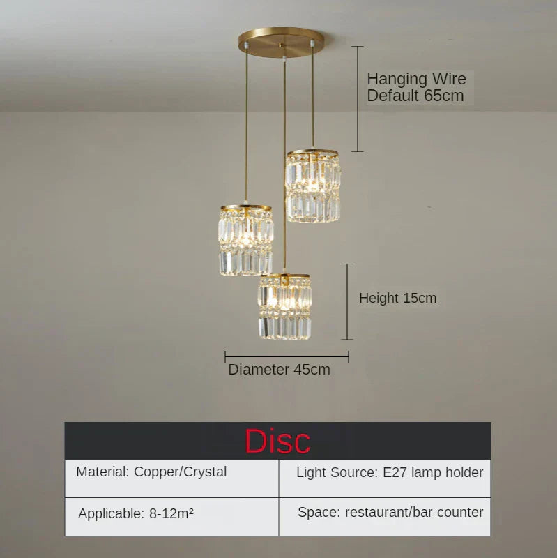 ثريا LED نحاسية كريستالية من DecorBites™ مصباح سقف فاخر حديث