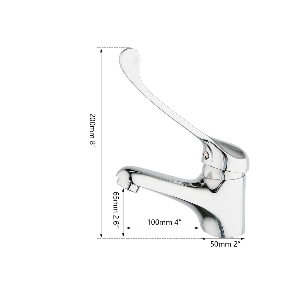 DecorBites™ Brass Long Handle Basin Faucet Mixer Tap Deck Mount Chrome Polished