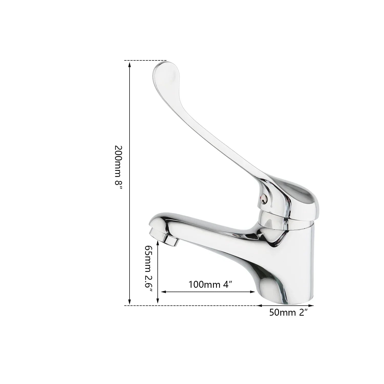 DecorBites™ Brass Long Handle Basin Faucet Mixer Tap Deck Mount Chrome Polished