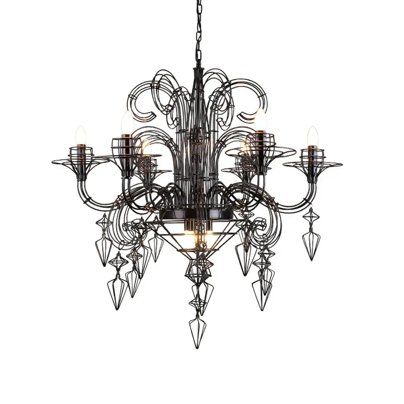 DecorBites™ Iron Baroque E14 LED Chandelier Suspension Lighting for Foyer