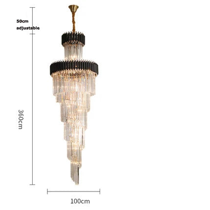 DecorBites™ Crystal Black Clear LED Chandelier Lighting for Staircase Foyer