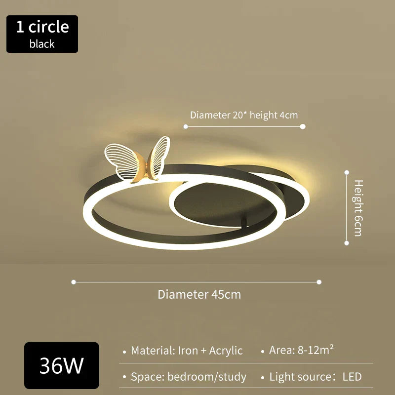 مصباح سقف الفراشة LED الفاخر DecorBites™: أجواء عصرية ومشرقة وأنيقة
