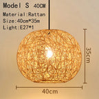 Handwoven Rattan Bamboo Pendant Light in Black